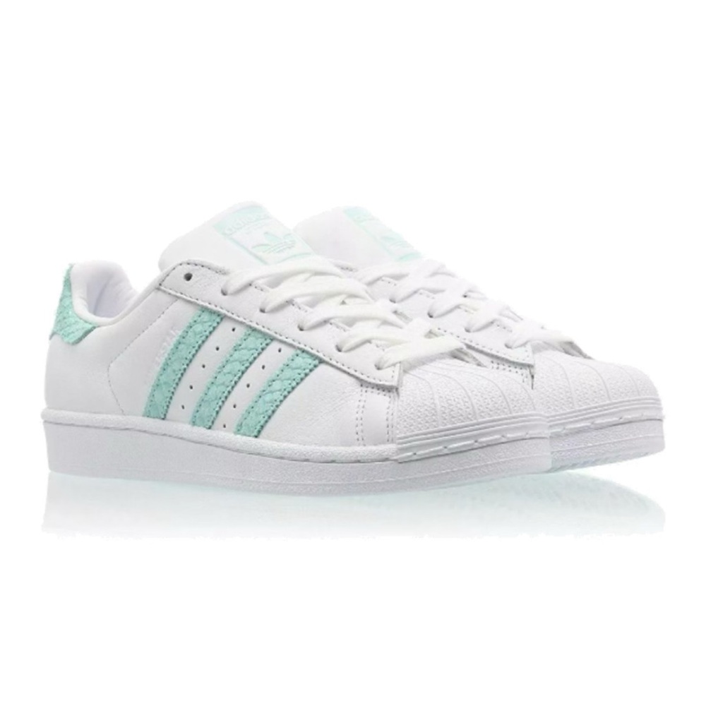 Adidas Superstar white/aqua Sneakers, 8.5